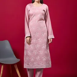 JDS LIFESTYLE Women Floral Embroidered Thread Work Kurta with Trousers-picture-29