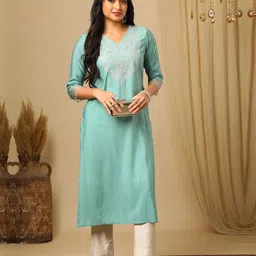 Globus Women Ethnic Motifs Yoke Design Thread Work Kurta-image-42