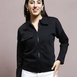 Athena Women Shirt Collar Front-Open Sweatshirt-image-9