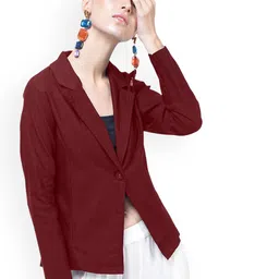 Moda Rapido Cotton Notched Lapel Collar Single-Breasted Blazer-51