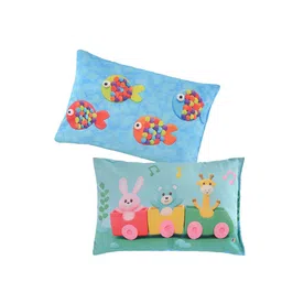 Kuber Industries Kids 2-Pcs Yellow & Blue Printed Sleeping Pillows-image-62