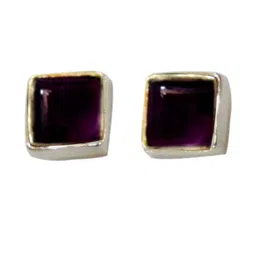 Silver Planets 92.5-925 Sterling Silver Red Onyx,Citrine,Lapis,Green Onyx,Turquoise,Pearl Stone Tiny Latest Stud Earrings for Women and Girls (Amethyst)-15