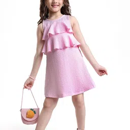 Hola Bonita Girls Sleeveless Ruffles A-Line Dress With Frill Detailing-image-92