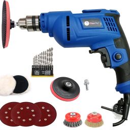 10mm Mass Pro 600w Multipurpose 10mm Electric Revers/Forward Drill With Multi Usable (Polishing , Sanding , Buffing Etc.) Combo Pistol Grip Drill-image-46