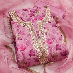 KALINI Printed Organza Unstitched Dress Material-image-13