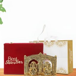 INTERNATIONAL GIFT Gold-Toned Laxmi Ganesh Religious Idol Showpiece-image-81