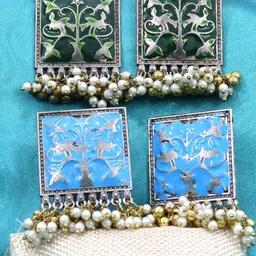 FIMBUL Set Of 2 Square Shaped Drop Earrings-0