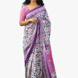 TROPWEAR Ikat Ethnic Motif Pure Cotton Saree-picture-24