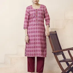 Shriyangan Women Ethnic Motifs Printed Round Neck Kurta-image-8