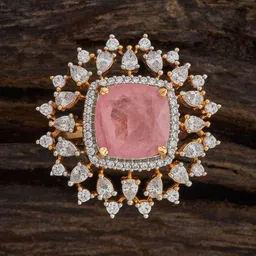 Kushal's Fashion Jewellery Pink Gold-Plated Party Zircon Finger Ring-47