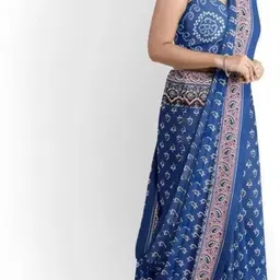 JALTHER Floral Pure Cotton Block Print Saree-12