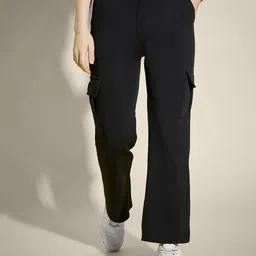 QIOA Women Relaxed High-Rise Cargos Trousers-image-85