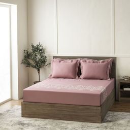 SANSAAR A DDECOR BRAND LIVE CONSCIOUSLY Pink Cotton King Bedsheet Set-2.74 m x 2.74 m-image-115
