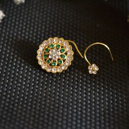SHREEVARAM Gold-Plated Cubic Zirconia Ring Nosepin-image-43