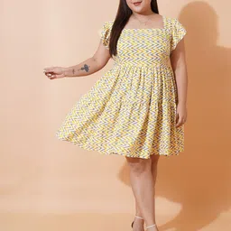 U&F Beyond Floral Print Ruffled Fit & Flare Dress-image-90