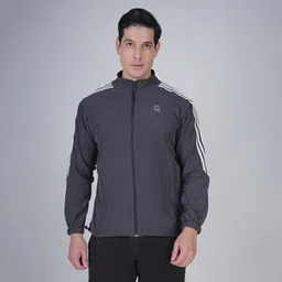 GOTO Men Stand Collar Striped Casual Lightweight Bomber Jacket-12