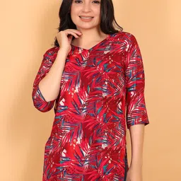 FIMS Floral Printed V-Neck Kurti-image-75