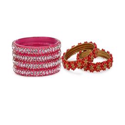 SOMIL Set Of 6 Artificial Stones and Beads Alloy Bangles-image-52