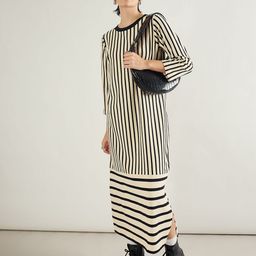 SASSAFRAS Women Striped Slit T-Shirt Dress-picture-32