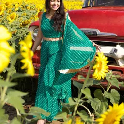 Chandbaali Leheriya Printed Top With Sharara & Dupatta-picture-16