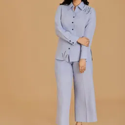 Urban Sundari Leaf Embroidered Pure Cotton Shirt With Trousers-picture-34