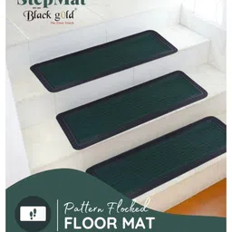 Black gold 2-Pcs Green & Black Textured Anti Skid Step Mat-44