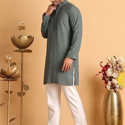 Jompers Men Embroidered Regular Sequinned Kurta with Pyjamas image 5