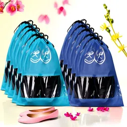 Aura Blue & Navy blue Pack Of 10 Printed Water Resistant Shoes Organiser-image-104