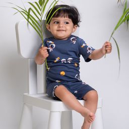 Orange Sugar Unisex Kids Printed T-shirt with Shorts-image-55