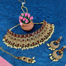 VATSALYA creation Women Maroon Jewellery Set-image-36