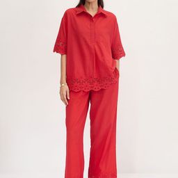 FEMMELLA Self Design Pure Cotton Shirt & Trousers Co-Ord Set-image-30