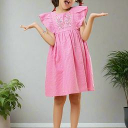 TeenTrums Floral Embroidered Fit & Flare Dress-image-99