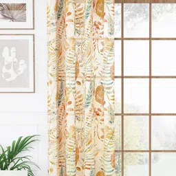 Story@home Cream-Coloured & Brown Floral Sheer Door Curtain-image-95