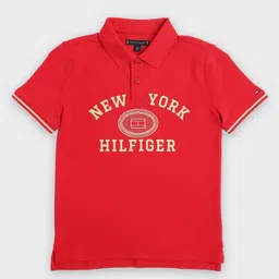 Tommy Hilfiger Boys Typography Solid Polo Collar Cotton T-shirt-image-39
