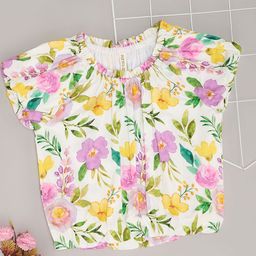 Pantaloons Junior Floral Print Puff Sleeve Cotton Top-image-16