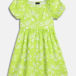Allen Solly Junior Girls Cotton Printed Puff Sleeve Fit & Flare Dress-picture-36