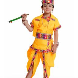 Kaku Fancy dresses Boys Embellished Krishna Dress Costume Set-image-27