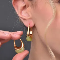 Reenisaa Jelly Gold Plated Oval Hoop Earrings-23