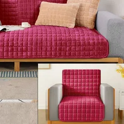 Stylista Red Polyester Sofa Cover With Arms-image-28
