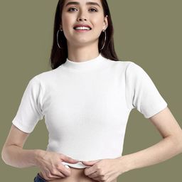 Dream Beauty Fashion Solid High Neck Fitted Crop Top-picture-44