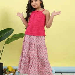 Sangria Girls Embroidered Cotton Sleeveless Lehenga Choli-picture-24