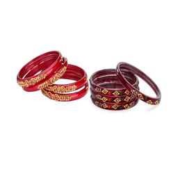 SOMIL Set Of 8 Red Glass Artificial Stones and Beads Bangles-image-94
