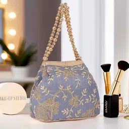 Kuber Industries Floral Embroidered Potli Clutch-91