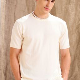 MASCLN SASSAFRAS Men Ecru Beige Loose-Knit T-Shirt-picture-12