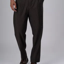 Tailoraedge Men Striped Relaxed Wrinkle Free Pleated Trousers-picture-20