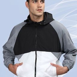 The Roadster Lifestyle Co. Men Hooded Colourblocked Casual Bomber Jacket-image-73