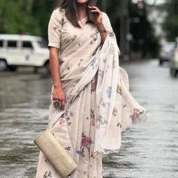 Moda Rapido Floral Pure Linen Saree-picture-31