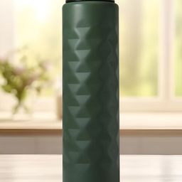 Aura Green & Silver-Toned Single Textured Stainless Steel Water Bottle-image-86