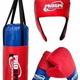 Boxing Set for Junior Champ (Punching Bag/Glove/Headgear)2-7yrs BLU_RED Hanging Bag-image-52