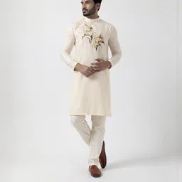 PulseIQ Men Beige Kurtas-image-110